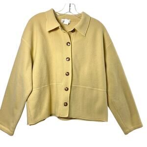 Agenda Fleece Jacket‎ Womens Large Yellow Blanket Fleece Button Down Cozycore